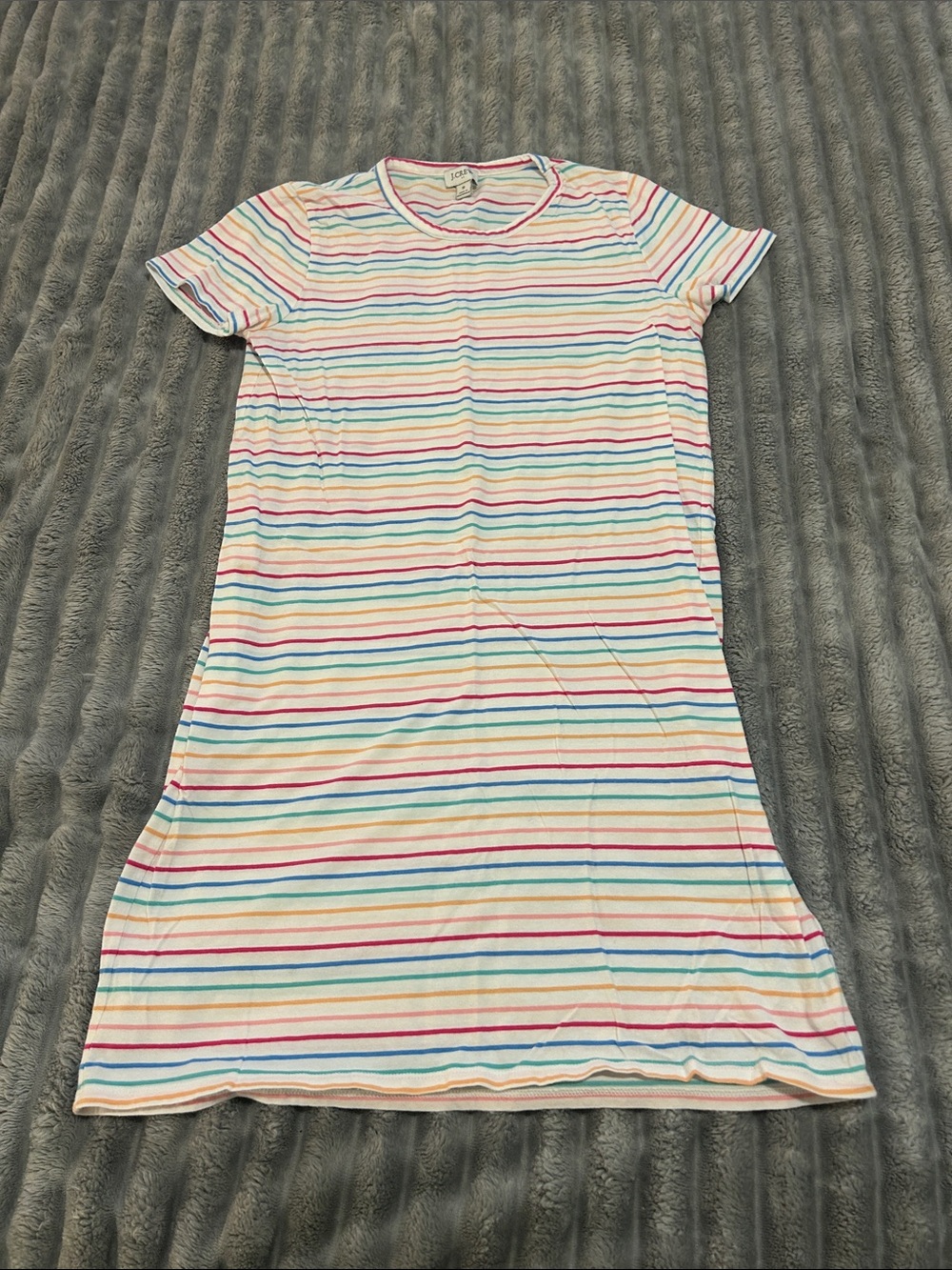 J. Crew Striped Midi Dress in White with Multi-Color Stripes